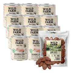 WILD FARM Pate Salmon&Fish 12x800g ėdalas šunims be glitimo + nemokamas skanėstas