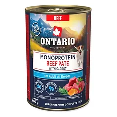 Ontario Monoproteino konservai šunims su jautiena ir morkomis, 400 g