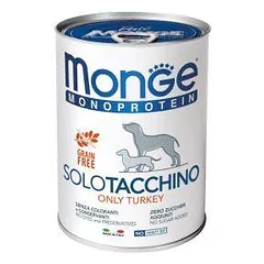 Monge Monoprotein paštetas, tik kalakutiena, drėgnas maistas šunims 400 g parduotuvėje petreon.lt