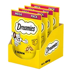 DREAMIES Mega Pack Traškūs sūrio skonio skanėstai katėms, 4 x 180 g