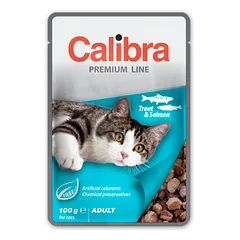 CALIBRA Cat pouch Premium Adult Trout & Salmon konservai katėms su upėtakiu ir lašiša, 100g