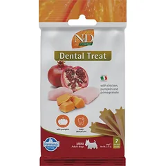 FARMINA N&D Pumpkin Dental Treat Chicken Pomegranate Mini 60 g (7 vnt.) dantų skanėstai mažų veislių šunims