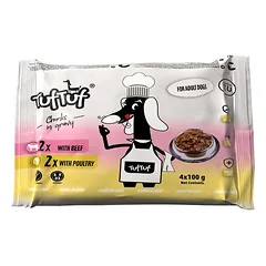 TufTuf Nassfutter für Hunde – Sortenmix Beutel 4 x 100 g