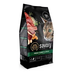 Savory sausas maistas katėms su kalakutiena ir antiena, < 1,4 kg — 3 nuotrauka