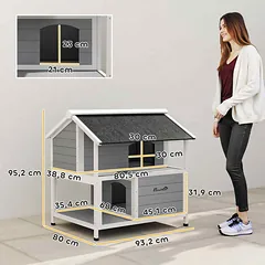 Lauko kačių namelis, dviejų aukštų, 80 × 93,2 × 95,2 cm — 3 nuotrauka