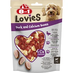 8IN1 Lovies Duck & Calcium Bones 80g skanėstas šuniui kalcio kauliukai ir antis