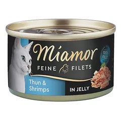 MIAMOR Feline Filets tuno ir krevečių filets su savo padažu 100 g
