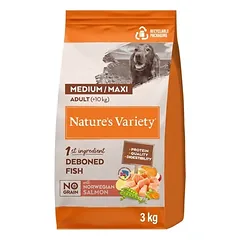 Nature’s Variety No Grain Adult Medium/Maxi su lašiša – sausas maistas vidutinių ir didelių veislių šunims, 3 kg