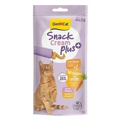 GimCat Snack Cream Plus Sterilised Chicken with Carrot 6x15 g