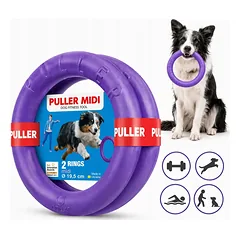 Virvutinis žaislas PULLER Midi 19,5 cm – patvarus žaislas vidutinio dydžio šunims, 2 žiedai