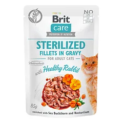 Brit Care Cat Sterilized konservai katėms Fillets in Gravy Healthy Rabbit 85 g