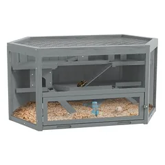 Zatte Nagerkäfig 3 Etagen 6-eckig Holz, Rampe, 115x60x55 cm