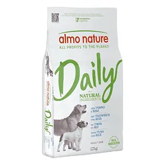 Almo Nature Daily Dog All Breads sausas maistas suaugusiems šunims su tunu ir ryžiais, 12 kg