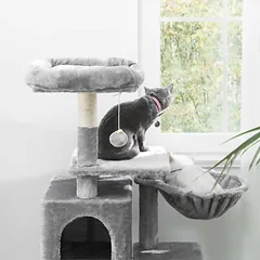 Kačių draskyklė su guoliu 110 cm pilka — 5 nuotrauka