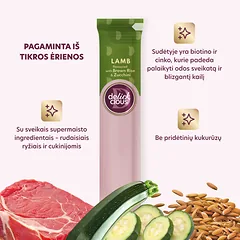DELICKCIOUS kreminiai skanėstai su ėriena ir ryžiais suaugusioms katėms (4x15 g), 60 g — 3 nuotrauka