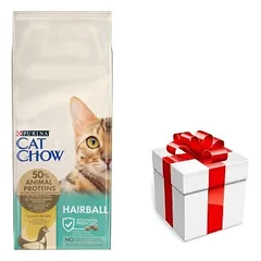 PURINA Cat Chow ėdalas plaukuotosioms kojytėms su vištiena 15kg  + STAIGMENA KATEI