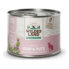 WILDES LAND Beef&Turkey konservuotas pašaras suaugusioms katėms su jautiena ir kalakutiena, 200 g
