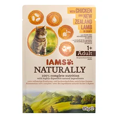 IAMS Naturally konservai katėms su vištiena ir ėriena, 85 g