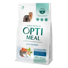 OPTIMEAL™ Visavertis sausas ėdalas suaugusiems miniatiūrinių veislių šunims, su dideliu kiekiu lašišos, 0,7 kg