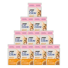 PURINA Cat Chow Suaugusių kačių ėdalas su lašiša ir šparaginėmis pupelėmis drebučiuose 10x85g