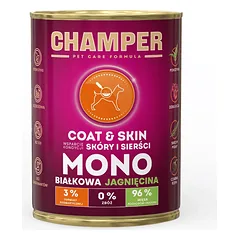 CHAMPER Coat Skin Ėrienos monoproteinų ėdalas šunims 400 g