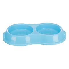 Trixie Double Bowl Light-Weight Version dvivietis plastmasinis dubenėlis katėms ir mažiems šunims, 2 x 0.2 l, kiekvieno dubenėlio skersmuo 11 cm, bendri matmenys 26 x 14 x 4 cm — 3 nuotrauka