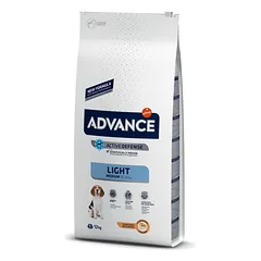 ADVANCE Light Medium šunų maistas vidutio dydžio veislių šunims turintiems antsvorio arba linkusiems į nutukimą