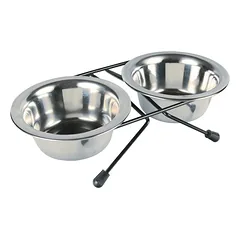 Trixie metaliniai dubenėliai su stovu 2x450 ml 12 cm
