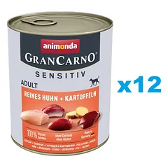 ANIMONDA Grancarno Sensitive vištiena su bulvėmis 12x800 g