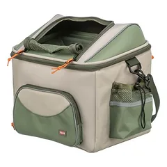 TRIXIE Hundefahrradkorb vorne mit Außentaschen und Schultergurt, beige/grün