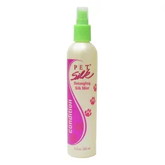 Pet Silk Silkinis Purškiklis nuo Susivėlimo - produktas, palengvinantis kailio šukavimą ir apsaugantis nuo susivėlimo.
