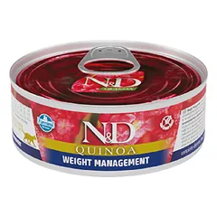 Farmina N&D Cat Quinoa Weight Management drėgnas maistas katėms su ėriena, 80 g