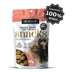 DR MALOU 100% liofilizuotos vištienos širdelės, 2 x 150 g, skanėstai šunims ir katėms