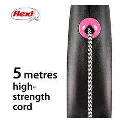 FLEXI pavadėlis šuniui Back Design S virvinis 5m, rožinis — 4 nuotrauka