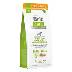 Brit Care SS Adult Medium Breed Chicken & Insect 12 kg + 2 kg