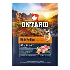 Ontario Dog Mini & Medium Weight Control Turkey with Brown Rice 2,25 kg