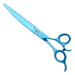 Geib Kiss Gold Blue lenktos žirklės - aukštos kokybės lenktos žirklės su mikrodantukais ir mėlyna apdaila, Niebieski / 7,5" — 2 nuotrauka