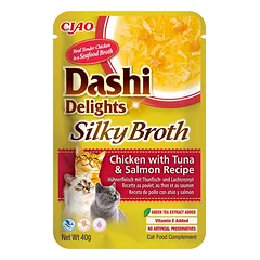 INABA Dashi Delights šilkinis sultinys su vištiena, tunu ir lašiša 40g