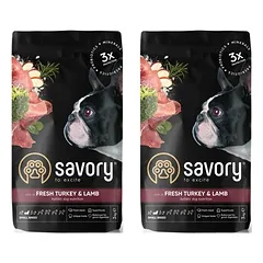 Savory sausas maistas mažų veislių šunims su kalakutiena ir ėriena, < 1,4 kg — 3 nuotrauka