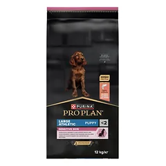 PURINA PRO PLAN Sensitive Skin Large Athletic Puppy 12 kg bogata w łososia, sucha karma dla szczeniąt
