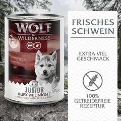 Wolf of Wilderness Junior - mit frischem rotem Fleisch 6 x 400 g 