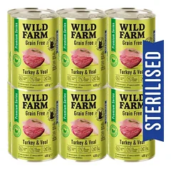 WILD FARM Premium Grain Free kalakutiena ir veršiena 12x400g - sterilizuotų kačių ėdalas be grūdų