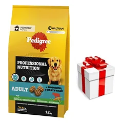PEDIGREE® Adult Professional Nutrition 12 kg su jautiena ir daržovėmis - sausas visavertis ėdalas suaugusiems didelių ir vidutinių veislių šunims + Staigmena ŠUNIUI