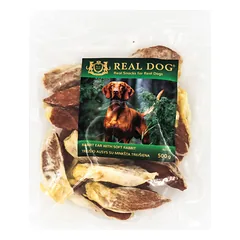 Real Dog triušio ausys su minkšta triušiena, skanėstai šunims 500 g parduotuvėje mumbo.lt