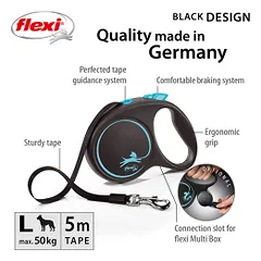 Flexi Black Design juostinis, mėlynas pavadėlis šunims, L, 5 m — 2 nuotrauka