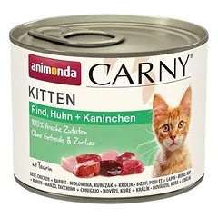 ANIMONDA Carny Kitten Beef&Chicken&Rabbit 200 g jautiena, vištiena ir triušiena kačiukams