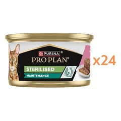 PURINA PRO PLAN Sterilised Drėgnas paštetas su lašiša ir tunu 24x85g drėgnas maistas katėms po sterilizacijos