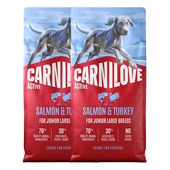CARNILOVE Active Dog Salmon & Turkey 2x12 kg Junior Large Breeds lašiša ir kalakutas, skirtas augantiems dideliems šunims