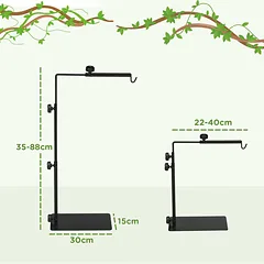 Reguliuojamas lempų stovas terariumui PawHut 40x15x88cm., juodos spalvos — 3 nuotrauka