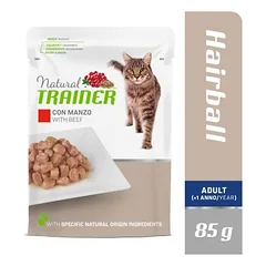 Natural Trainer Hairball Beef Busta konservai su jautiena suaugusioms katėms plaukų kamuoliukams pašalinti, 85 g